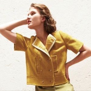 Anthropologie Cidra Yellow Cropped Tweed Top